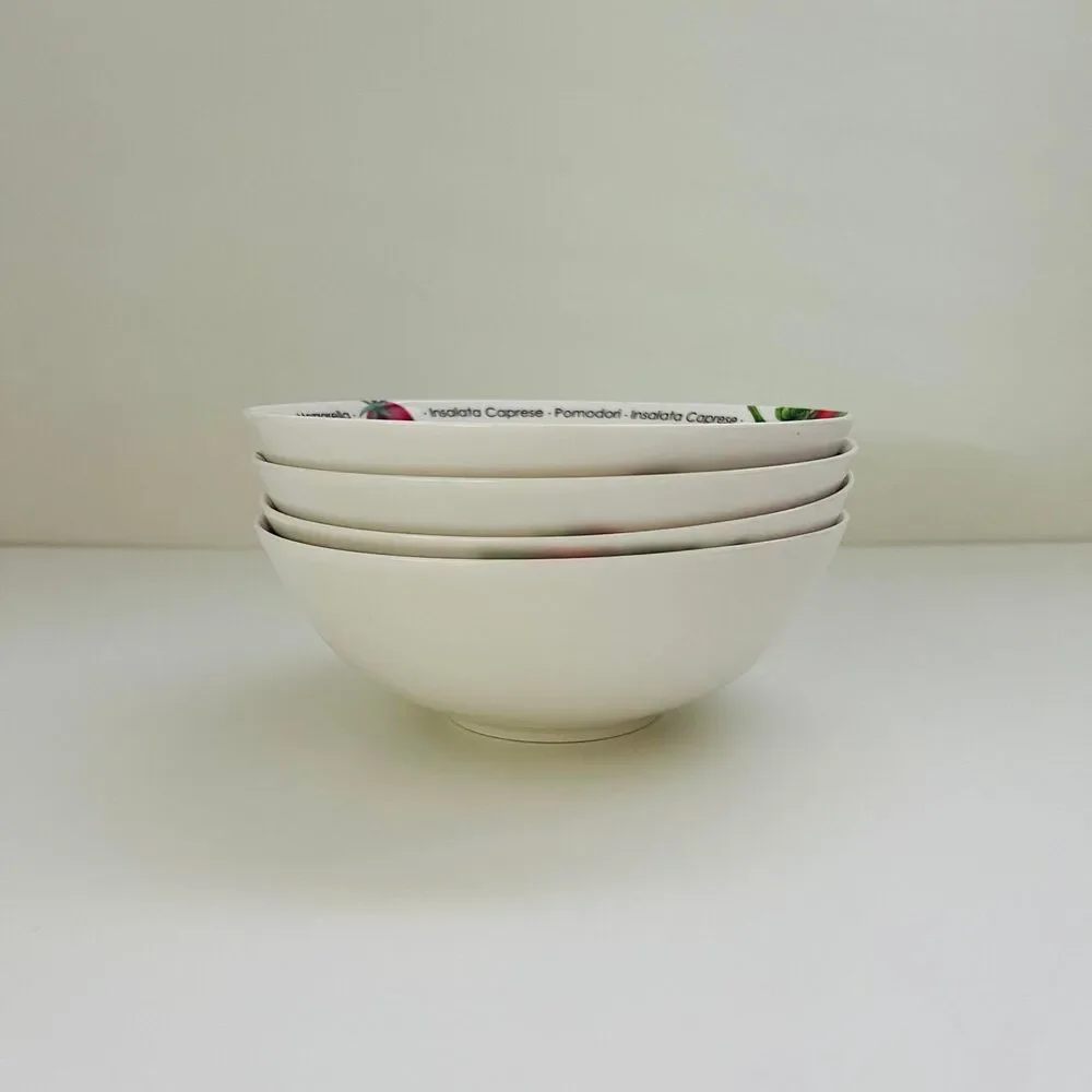 CRATE & BARREL Insalata Caprese Italian Tomato Pasta & Salad Bowls, Set of 4
